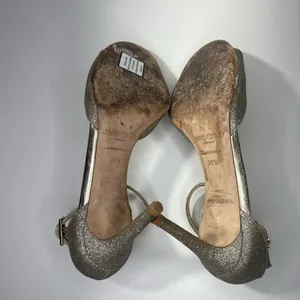Jimmy Choo Annie D'Orsay Glitter Sparkle Ankle Strap Sandals Heels thumbnail 11
