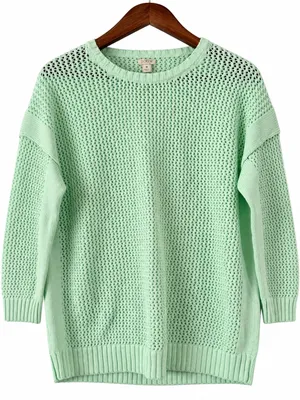 Set of 2 J.Crew Womens M Open Knit Sweaters Mint Green Ivory Cotton NWOT thumbnail 3