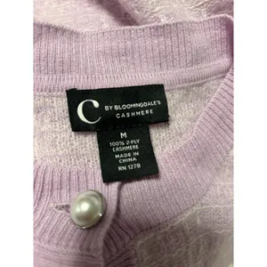 BLOOMINGDALES Purple Pink Pearl Buttons 2-Ply Cashmere Jacket Cardigan Medium thumbnail 6