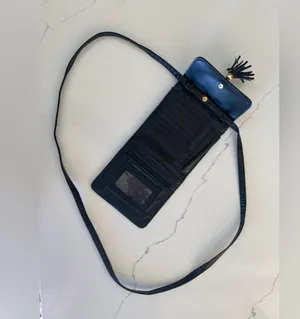 Vintage 80s-90s Faux Leather Black Small Crossbody Purse With Tassels thumbnail 7