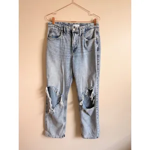 Good American Jeans Womens 6/28 Light Indigo Good 90s Distressed High Rise Acid‎ thumbnail 3
