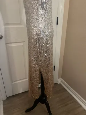 Silver gold ombré cocktail evening dress thumbnail 6