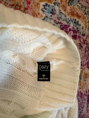white cropped cable knit sweater thumbnail 3