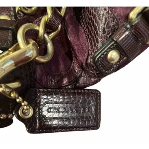 Coach‎ Inlaid C Brooke Purple Leather Suede Hobo Tote Bag 14506 Gold Hardware thumbnail 5