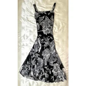 Gray and Black Sequin Beaded Vintage Maxi Dress Silver Size M thumbnail 4