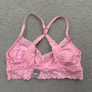 NWT‎ Aerie Lace Bralette Pink Unlined Romantic Racerback Women's Large thumbnail 2