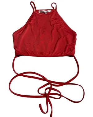 Lovers + Friends Red Halter Wrap Crop Top High Neck Strappy Size S RN132829‎ thumbnail 1