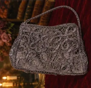 Gorgeous vintage inspired handmade lace inspired open work evening bag thumbnail 1