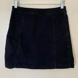 Free People Black Denim Button Front Mini Skirt Size 2 thumbnail 5