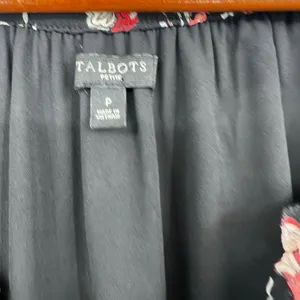 Talbots black Midi Floral leaf print Dress Bracelet Sleeve autumn Size P (XS) thumbnail 7