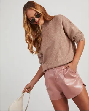Vici vegan leather blush shorts thumbnail 5