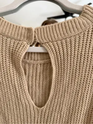 Petal & Pup Beige Knit Drawstring Waist Sweater Romper thumbnail 5