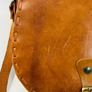 Mid Century 1960’s Brown Leather Hand Woven Saddle Bag EL CALIFORNIANS thumbnail 8