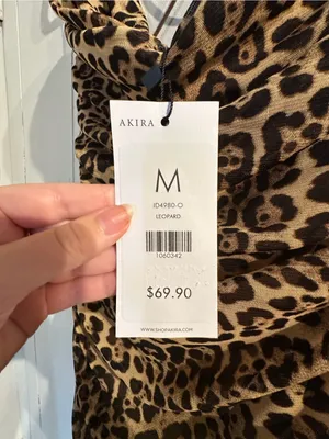 AKIRA NWT Leopard Print Ruched Dress with Spaghetti Straps - Brown thumbnail 2