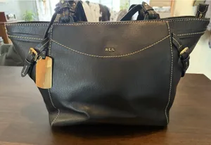 Lauren Ralph Lauren LRL Black Leather Sheldon Tote Handbag Shoulder Bag Purse thumbnail 1