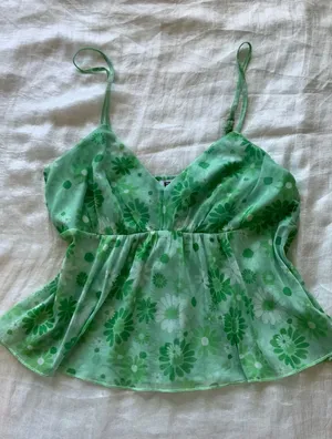 Tilly's RSQ Green Floral Tank Top thumbnail 1