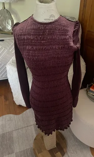 Aqua AI Overview This burgundy velvet cocktail dress thumbnail 1