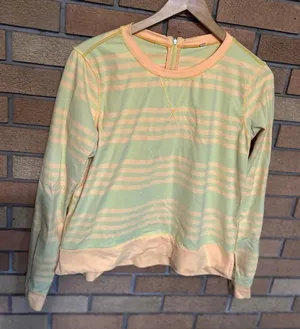 Lululemon Womens Mellow Yellow Striped Run Warm Up Crew Long Sleeve Zip Size 10 thumbnail 1