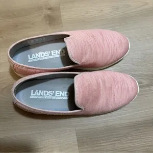 Lands'‎ End Slip On Sneakers Womens 9.5 Pink Comfort Step Knit Walking Shoes thumbnail 4