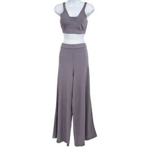 Intimately Free People Knit Two Piece Set Women L Purple Ribbed‎ Pants Lounge thumbnail 3