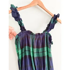Aerie‎ | NWT Flannel Plaid Romper in Green Blue | Sz XS thumbnail 5
