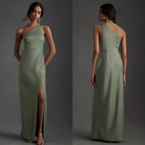 BHLDN Anthropologie Dylan One Shoulder Satin‎ Side Slit Gown Miss Womens Size 10 thumbnail 2