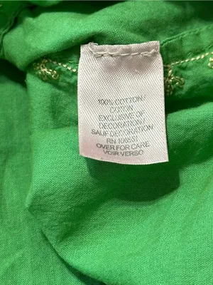 Calypso St. Barth XS Green Gold Embroidered Cotton Lace Up Tassel Tunic Dress thumbnail 7