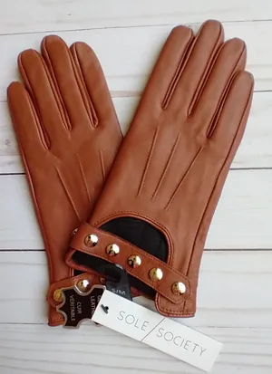 Sole Society Leather Gloves with Studs NWT thumbnail 1