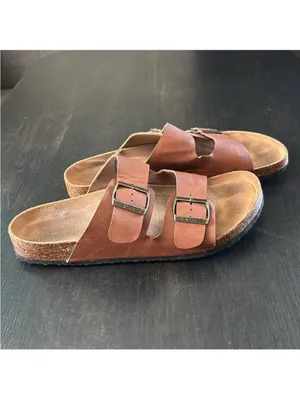 Nautica Tan Brown Double-Strap Buckle Slide Sandals thumbnail 2