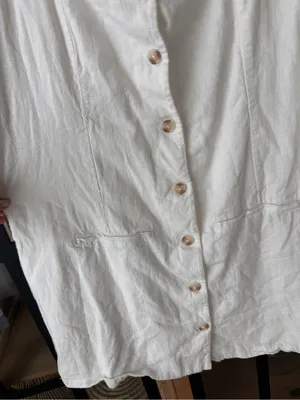 Abercrombie Mara linen mini dress A&F Squareneck button down sleeveless thumbnail 6