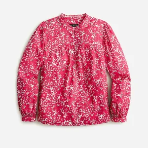 J. Crew Floral Popover Blouse Blushing Meadow Sz S NWT thumbnail 2