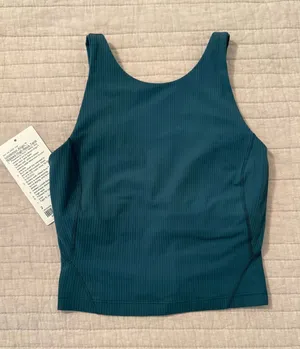 Lululemon Align Ribbed High Neck Tank Size 2 Green Jade Sport Bra Crop thumbnail 1