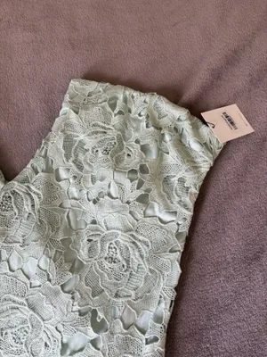 Hello Molly Floral Lace Midi Dress in Light Green thumbnail 6