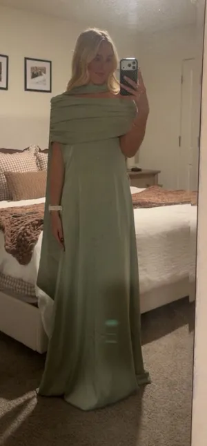 Benedetta Green One Shoulder Satin Maxi Dress thumbnail 1