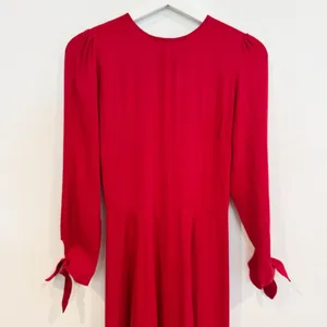 Reformation Puff Sleeve Midi Dress Size 0 Jewel Neck Flowy Office‎ Siren Elegan thumbnail 2