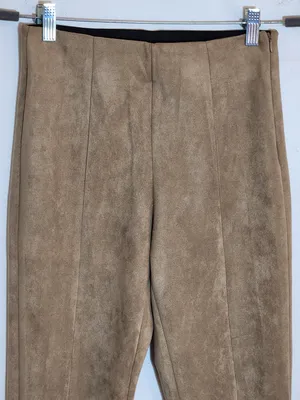 Zara Brown Faux Suede Skinny Ankle Pants Size Medium thumbnail 2