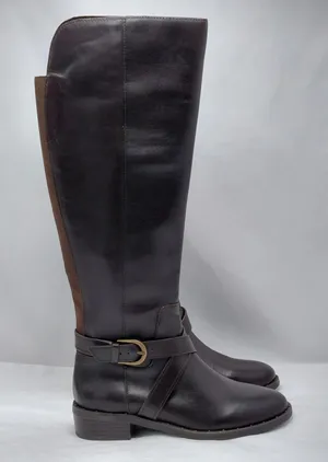 INC Fadora Brown Leather Riding Boots Womens 6M Knee High Zip Equestrian Western thumbnail 1
