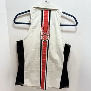 HARLEY-DAVIDSON Women’s ZipUp Vest/Tank Embroidered Off-White Tailored Cut Small thumbnail 7