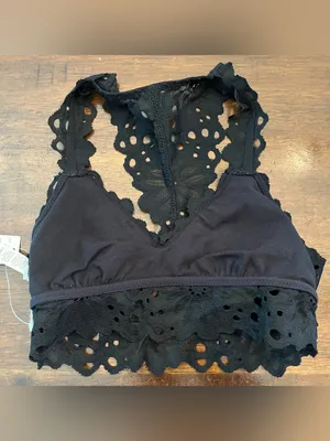 Aerie Black Lace Racerback Bralette Size XXS NEW Whimsygoth Feminine Scalloped thumbnail 4