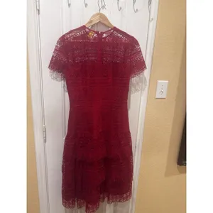 ANTONIO MELANI Red Ochre Lace Overlay Midi Dress, Mermaid-styleHem, Lined, Sz 10 thumbnail 3