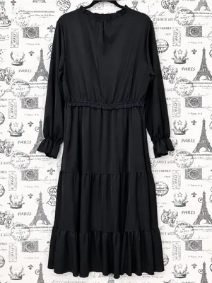 Boutique Black Tiered Ruffle Maxi Dress XL Long Sleeve Boho Romantic thumbnail 5