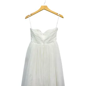 Lulus Blissful Forever White Tulle Lace Strapless Pleated Maxi Dress size S NWT thumbnail 5