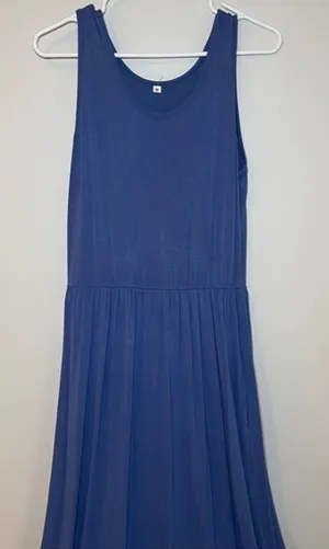 Women's Blue Gray Maxi Dress Flowy Soft Sleeveless Summer Casual Medium Beach thumbnail 1