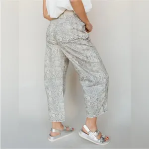 NWT Free People We The Free Good Luck Printed Barrel Jeans - snake combo - 28 thumbnail 11