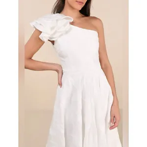 Lulus Sweet Definition White Burnout Ruffled One-Shoulder Midi Dress Size Large thumbnail 3