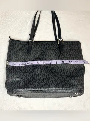 Michael Kors Black Signature MK Logo Jet Set Tote Bag with Front Pocket thumbnail 13