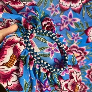 Cabi Floral V-Neck Shift Dress Sheer‎ Sleeve Blue XS 5612 thumbnail 11