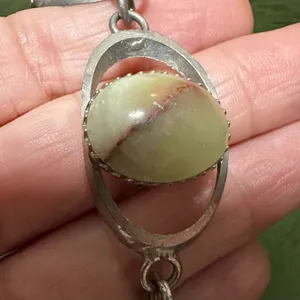 Silver tone agate link vintage bracelet thumbnail 3