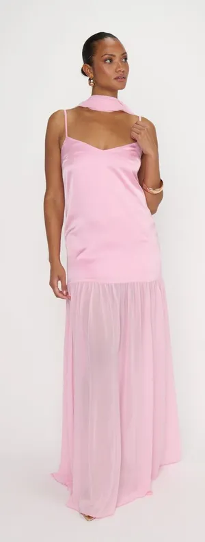 NEW Show Me Your Mumu Dalia Maxi Dress size Large L light pink luxe satin thumbnail 1