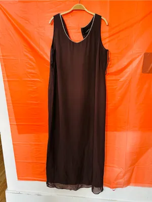 Onyx Nite Brown V-Neck Maxi Dress with Rhinestone Trim thumbnail 14